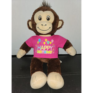 Build A Bear Brown Happy Smiley Monkey Happy Birthday Stuffed Animal Plush